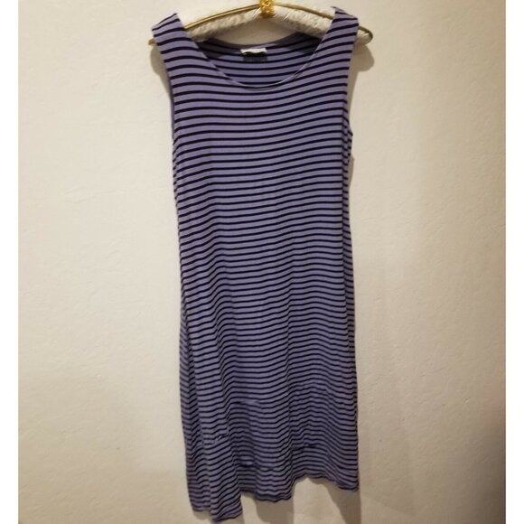 Habitat Dresses & Skirts - Habitat Women's Large Sleeveless Shift Dress in Purple Black Stripes Scoop Neck